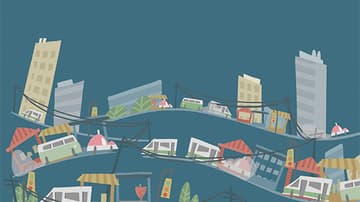 Paraderos de transporte olvidados. Arte por Michel Laris